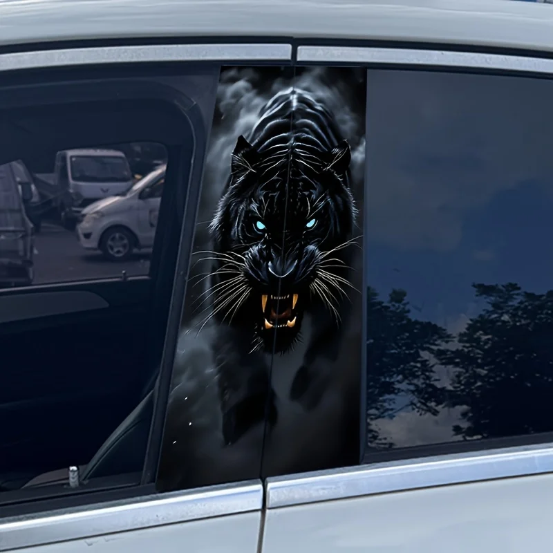 

2Pcs/set, Black Tiger car B-pillar sticker; durable, waterproof, scratch-proof, car B-pillar protective film, car decal