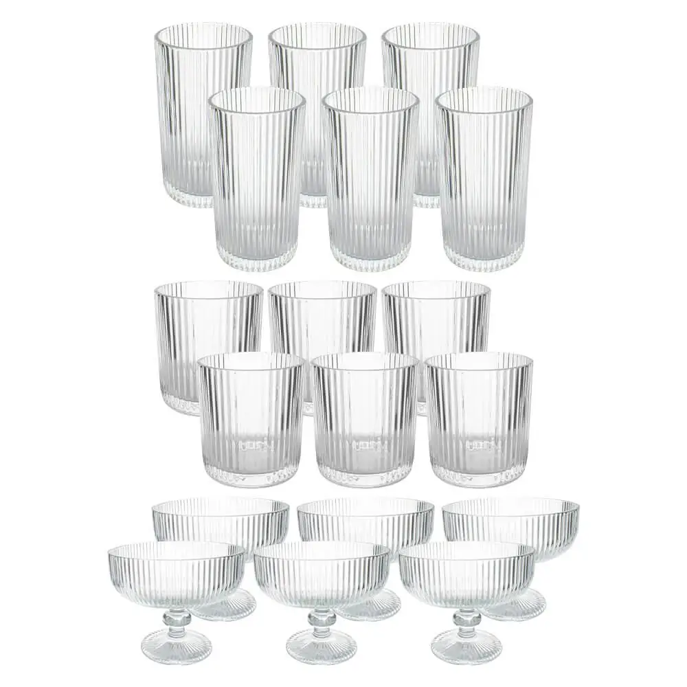 18 Pieces Transparent Graffhiato Glass Dessert Cups And Cups Set-Hauskraft