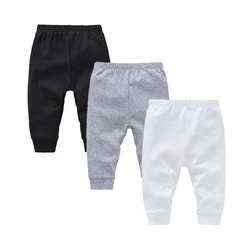 3 Pieces Set Baby Clothing Pants Boys100% Cotton Plain Trousers Black Blank Muslin Joggings Bottom0-12 Months