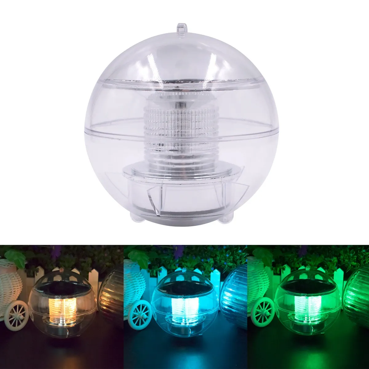 2Pcs Solar Floating Light with Hanging Hole Waterproof ABS Plastic for Pond Garden Pool Outdoor Indoor Decoration Color Changing