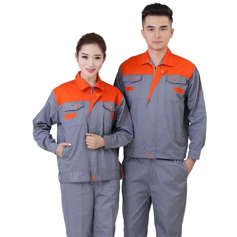 Spring and Autumn Work Clothes Labor Protection Work Clothes Color-blocked Long-sleeved Workshop Clothes Auto Repair Clothes