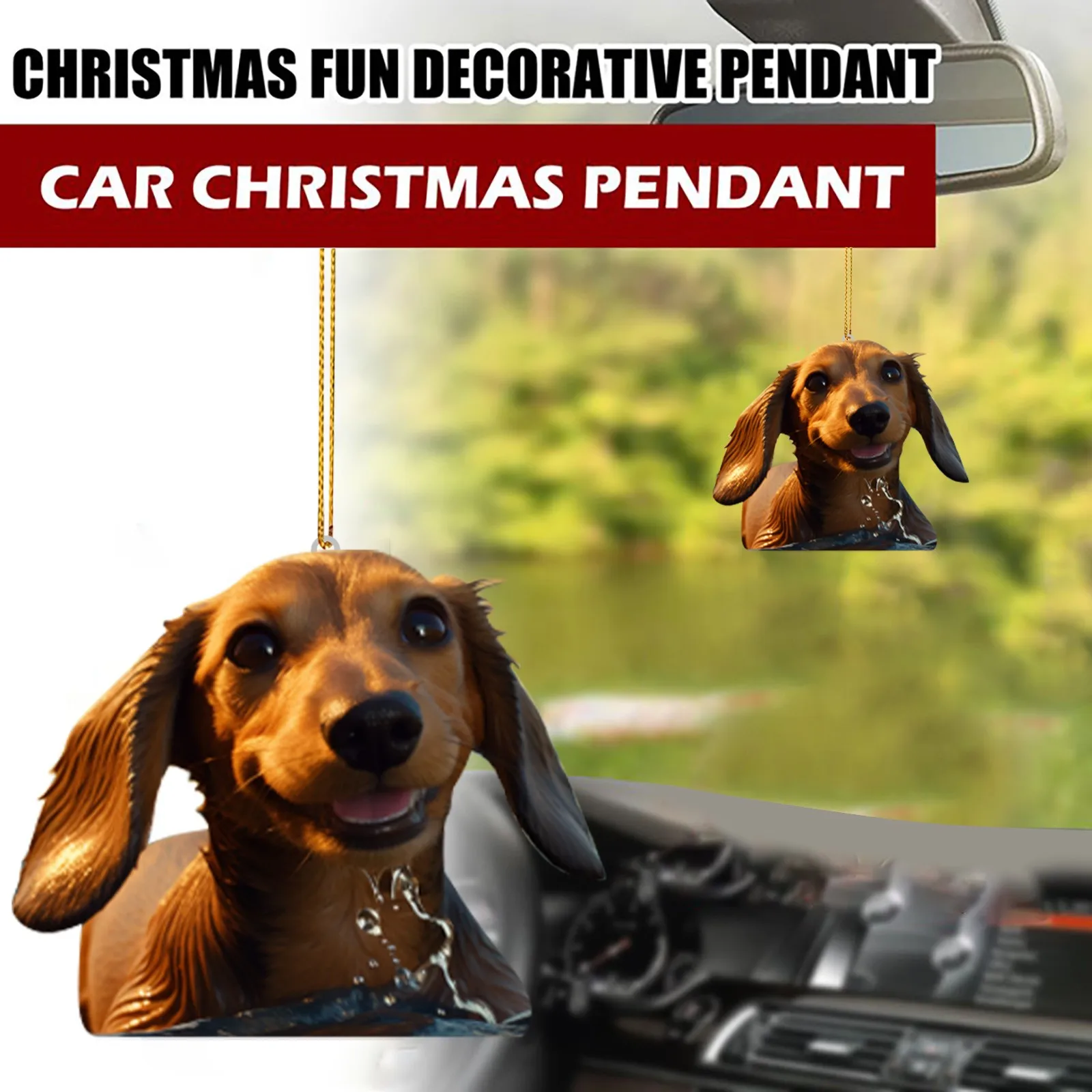 Christmas Car Pendant Practical Interior Ornament Hanging Mini Puppy Shape Car Hanging Gift Car Decoration Navidad Accessories