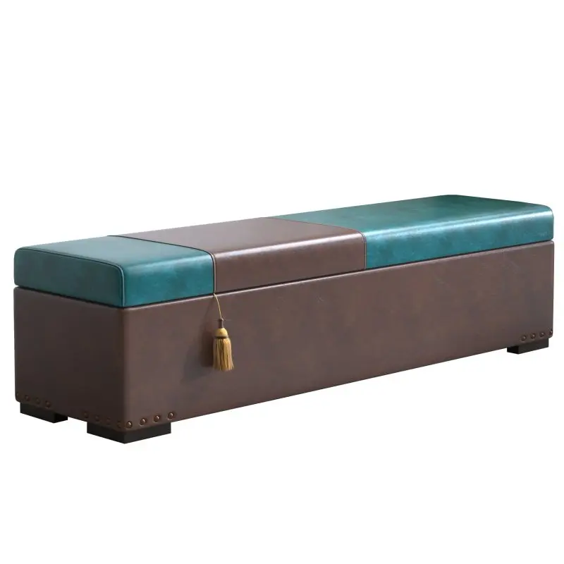 

American shoe changing stool storage stool bench sofa bedside bedroom solid wood pedal shoe leather clothing s