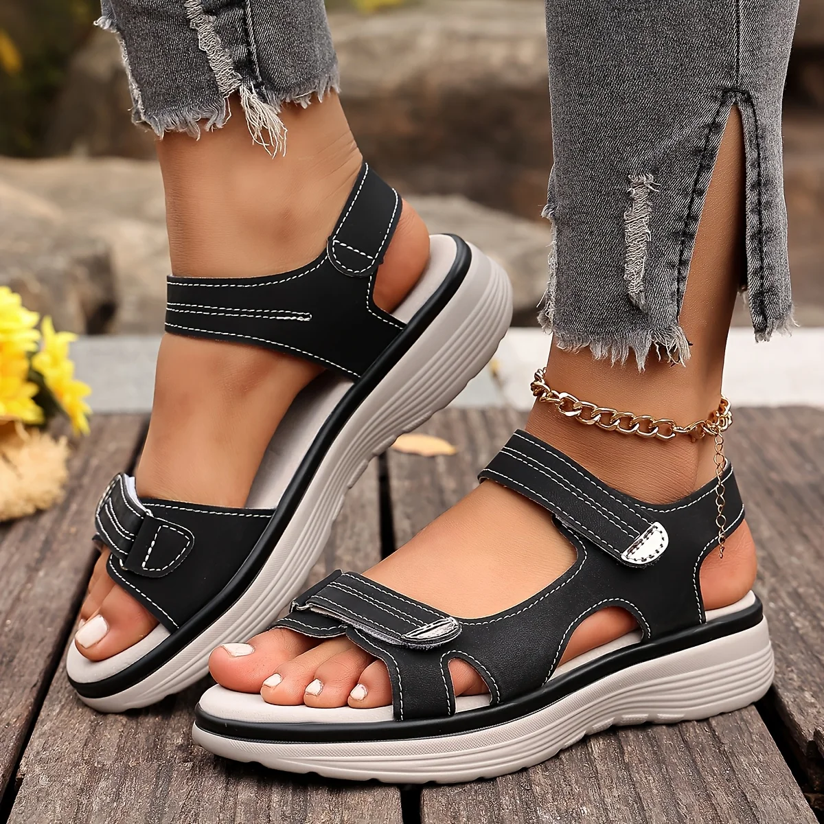 2026 New Fashion Wedge Roman Sandals for Women Summer Non-Slip Beach Swimming Thick Sole Casual Girls' Sandals Plus Size 43