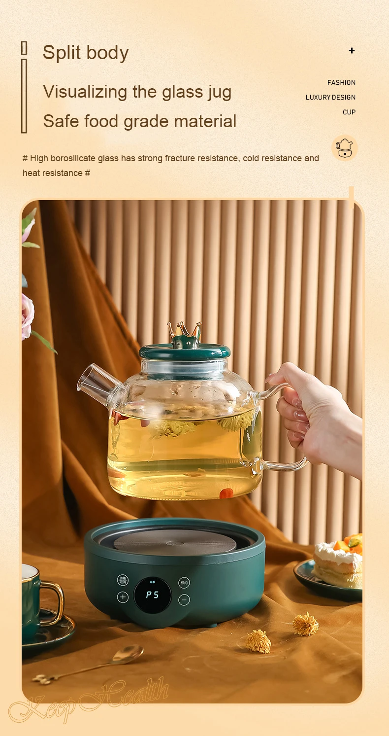 DMWD 110V Multifunction Electric Preserving Health Kettle Tea Pot Glass Hot Water Heating Boiler Thermal Flower Teapot Filter