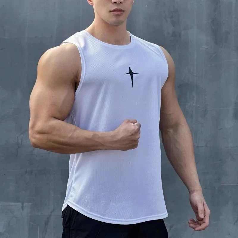 summer Sleeveless vest outdoor sport tank top running fitness undershirt quick drying round neck gym T-shirt men Breathable top