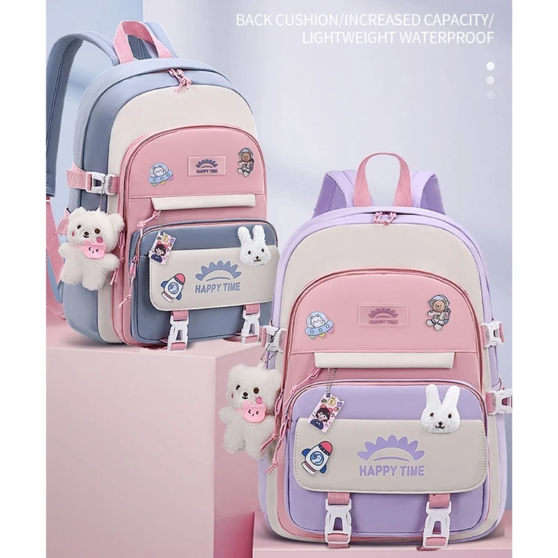 Lovely School Backpack Girls School Bag for Teen Girls Women Students Casual Travel Daypacks with Pins and Pendant