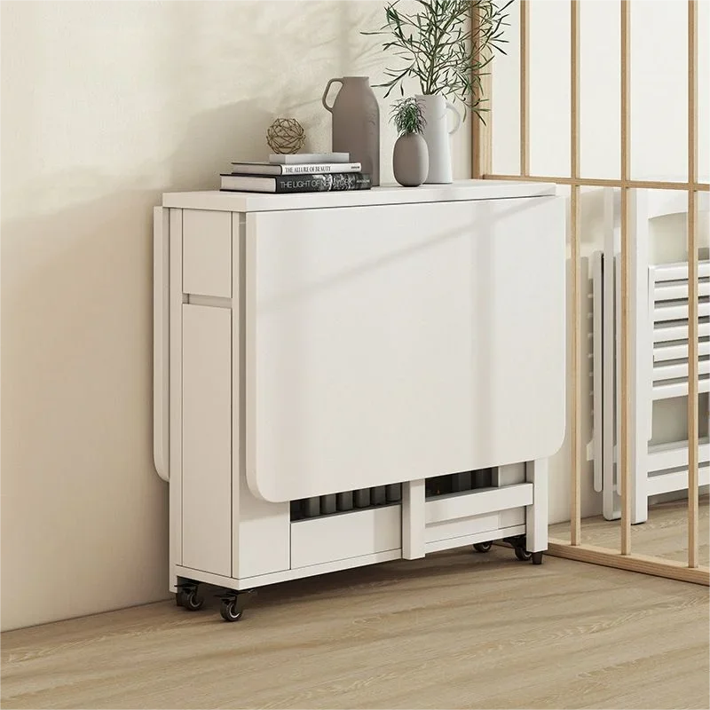 

Folding dining table, space-saving furniture with drawers and cabinets, corner foldable dining room furniture set