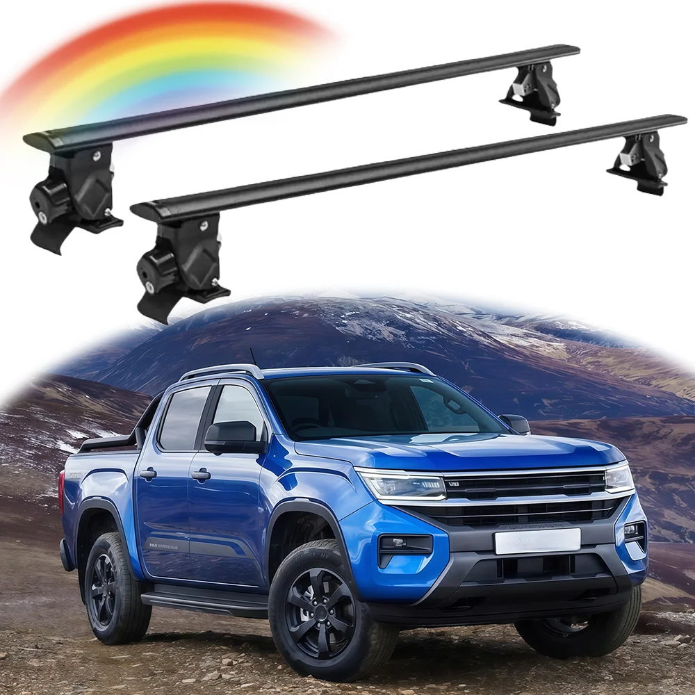 

Without Roof Rail Rack Lockable Cross Bar Crossbar Fits for Volkswagen VW Amarok 2022 2023 2024 2025 2026（Black）
