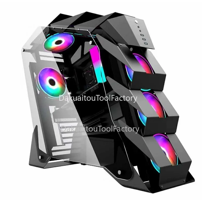 

Special-Shaped Tempered Glass 360 Water-Cooled ATX Large Board Fully Transparent Desktop Concept Large Chassis RGB Lamp EffectCD