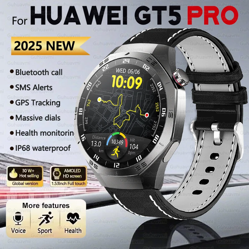 

2025 НОВИНКА Для HUAWEI GT 5 Pro Открытый Военный GPS Смарт-часы Мужчины 1,52 "HD Экран Сердечного ритма BT Вызов IP68 Водонепроницаемые SmartWatch
