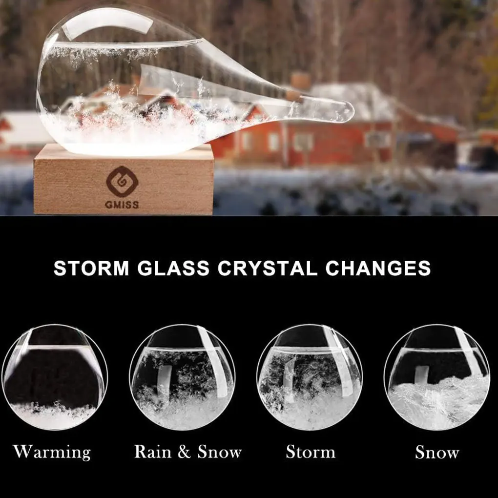 Transparent Crystal Storm Glass Weather Station Barometer Water Drop Weather Forecast Stylish Desktop Decor for Table Decoration