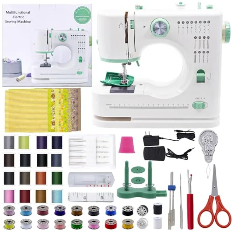 

Sewing Machine with Double Needle, Mini Sewing Machine with 16 Built-in Stitches, Includes Multiple Accessories, Perfect for Ev