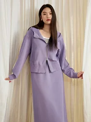 DUSHU Plus Size Women's Fashionable Stylish Sweatshirt Skirt Sweatpants Suit 2025 Spring New Design Solid Versatile Casual Set