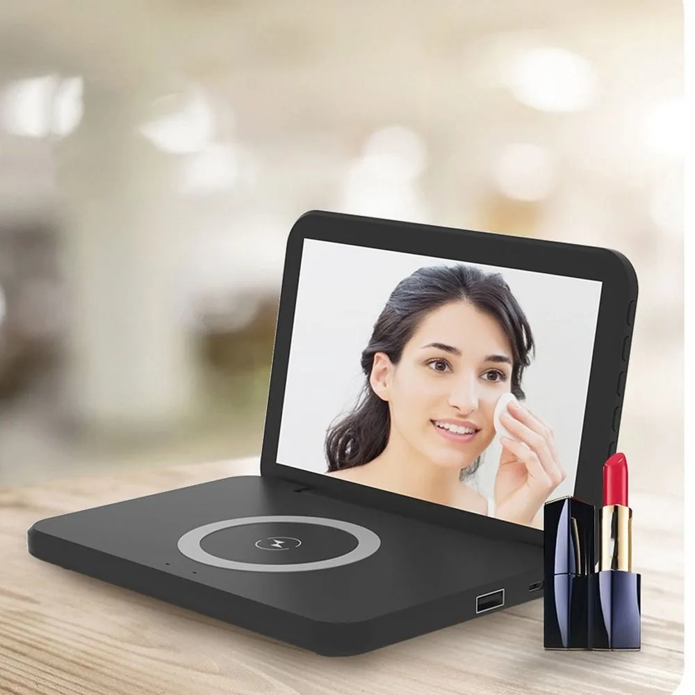 

Intelligent Recognition Wireless Charger Alarm Clock LED Mirror Temperature Display LED Desk Clock Plastic Smart