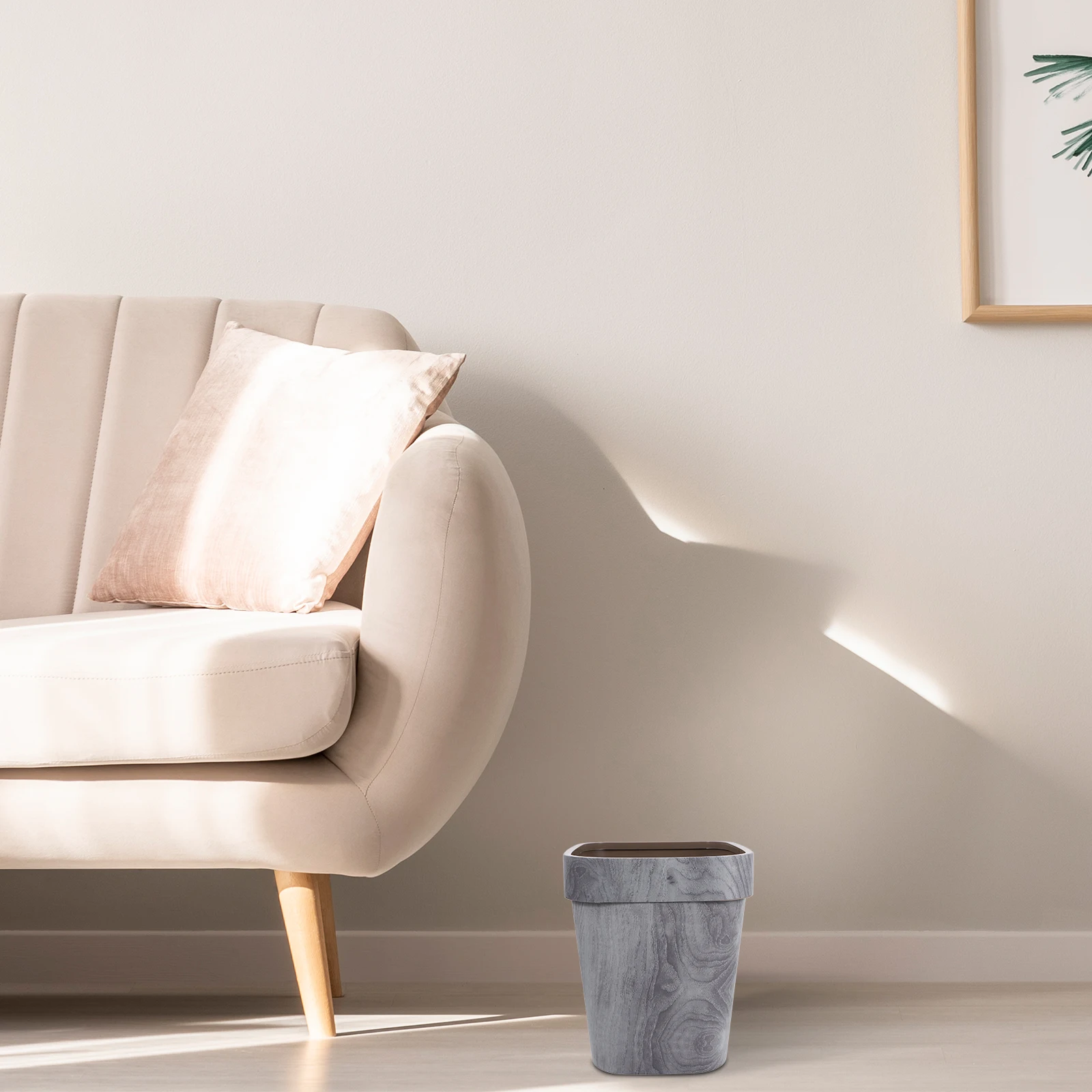 

Wood Grain Trash Can Convenient Garbage Multipurpose Bathroom Waste Baskets Home Lidless Office Supply Trashcan