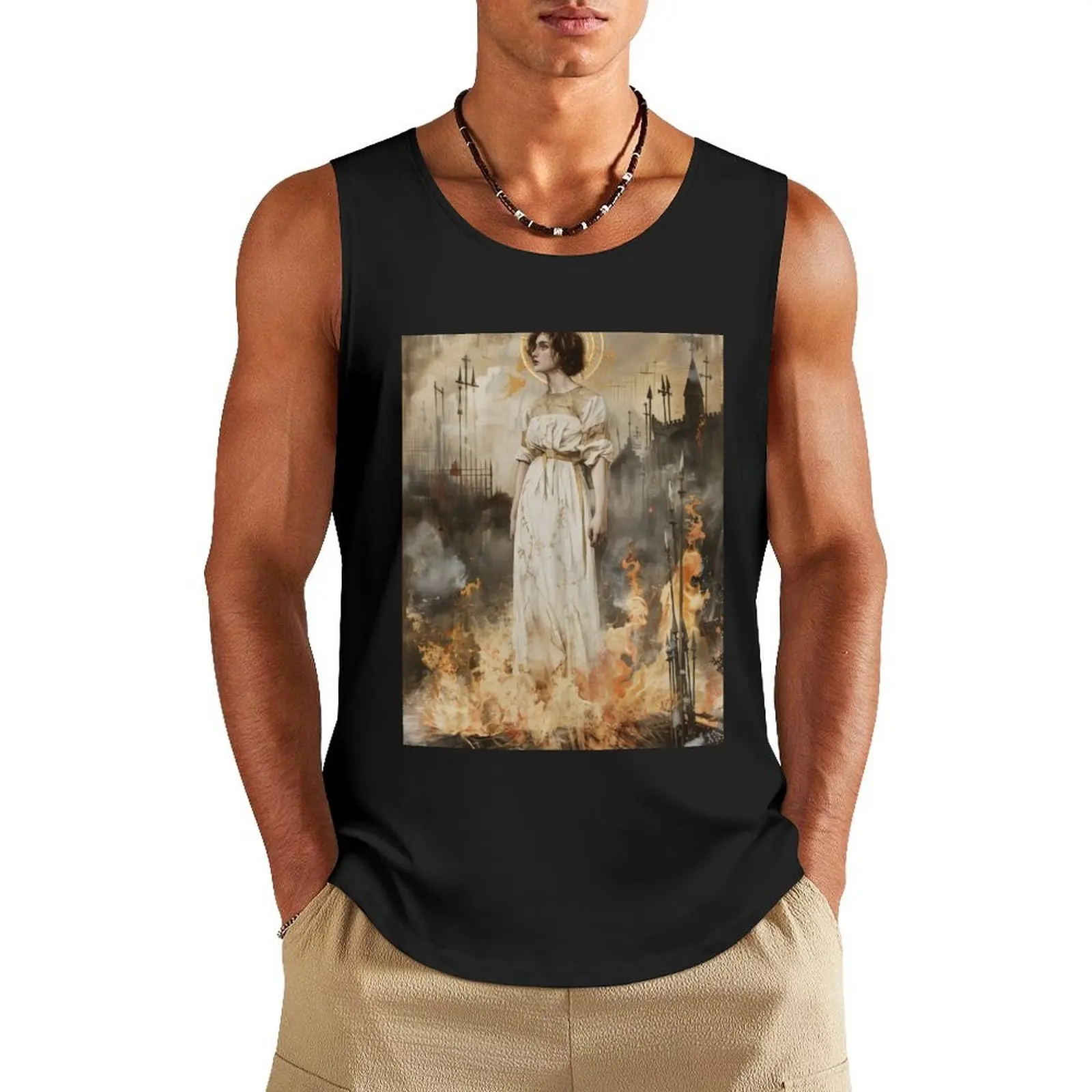 

Saint Joan of Arc Tank Top vest men gym clothing men gym shirts