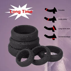 6 Sizes Silicone Cock Ring Penis Enhance Erection Ejaculation Delay Sex Toys for Men Cockring Ball Donuts Ring Sex Shop