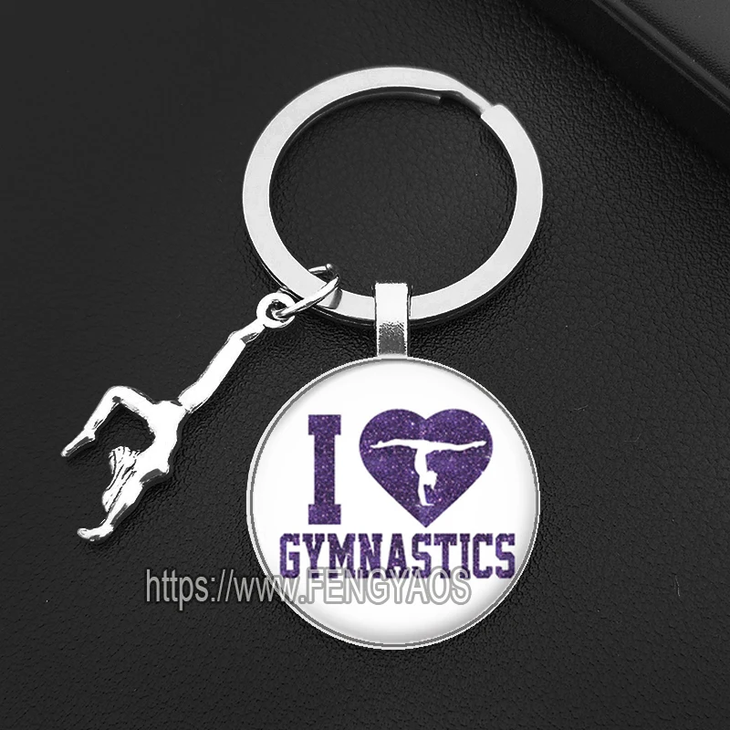 I Love Gymnastics Keychains for Women Gymnasts Key Holder for Keys Sport Keychains Gift for Fitness Enthusiasts