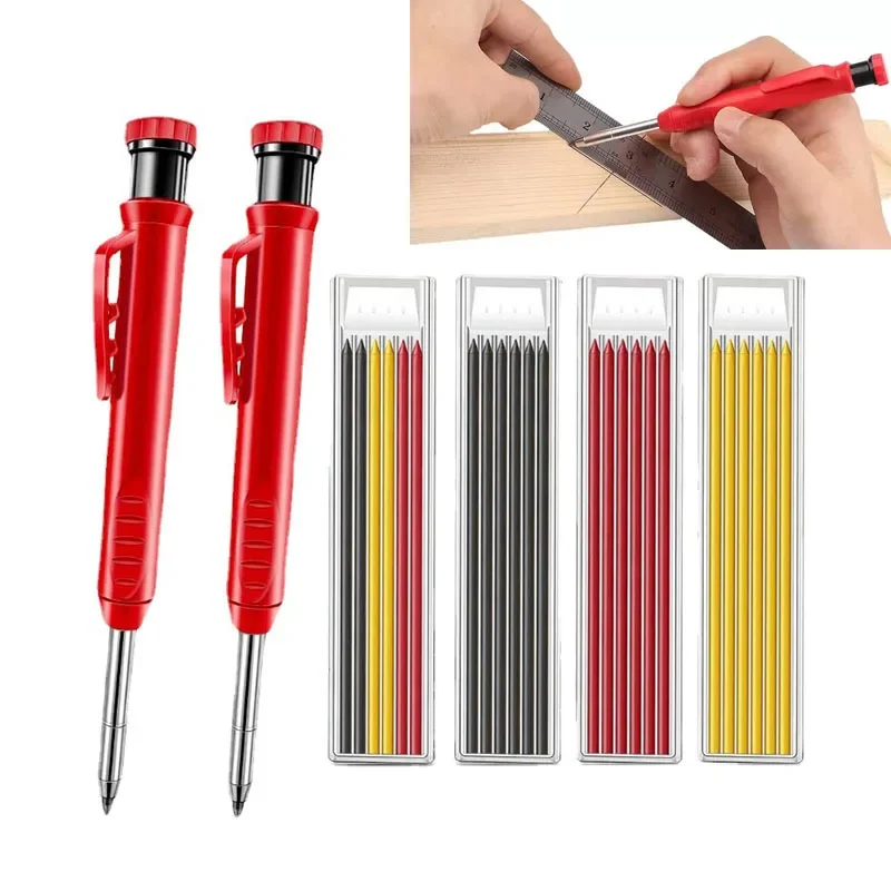 Woodworking Deep Hole Pencil Adjustable Carpenter Marking Metal Graphite Refill