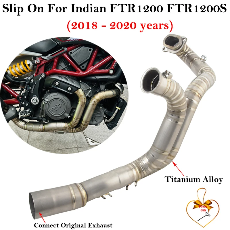 Slip On For Indian FTR1200 FTR1200S FTR 1200 2018 - 2020 Motorcycle Exhaust Escape System Titanium Alloy Front Link Pipe Muffler