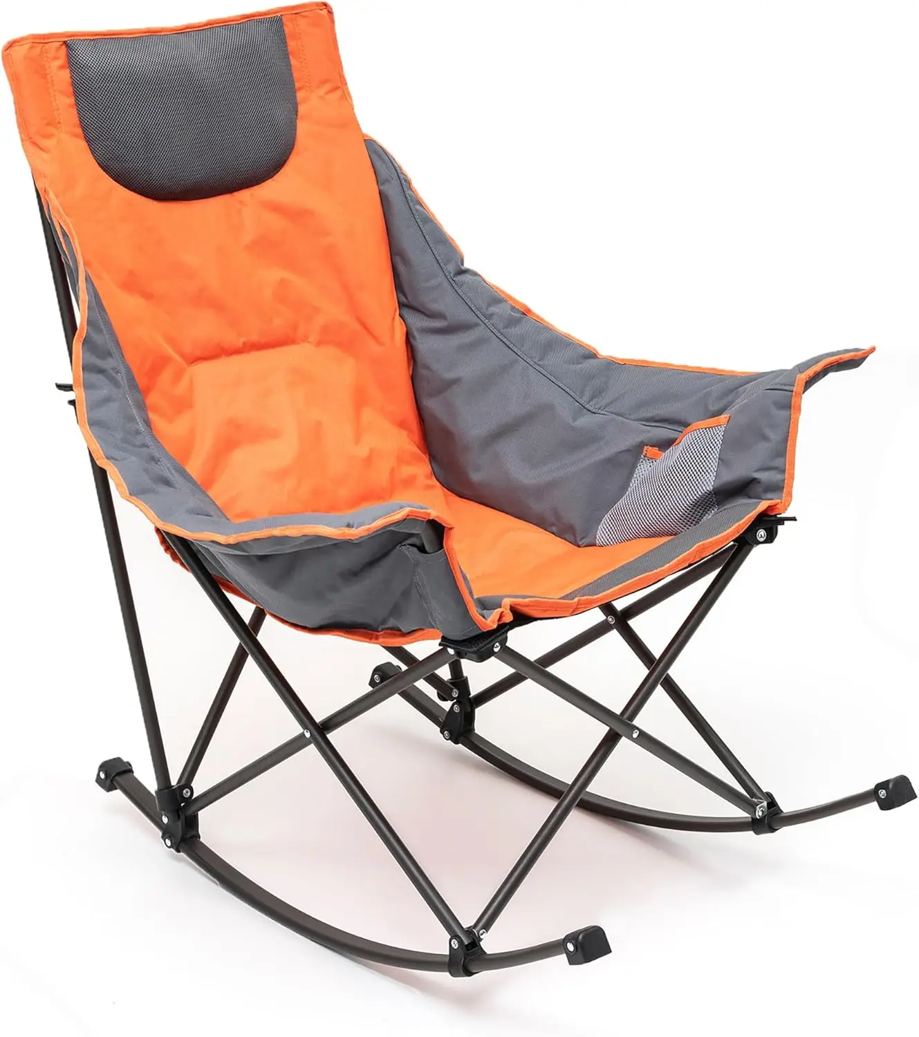 

Oversized Rocking Camping Chair with Side Pocket, High Back Portable Lawn Recliner for Adults Heavy Duty 500 LBS Carry Bag