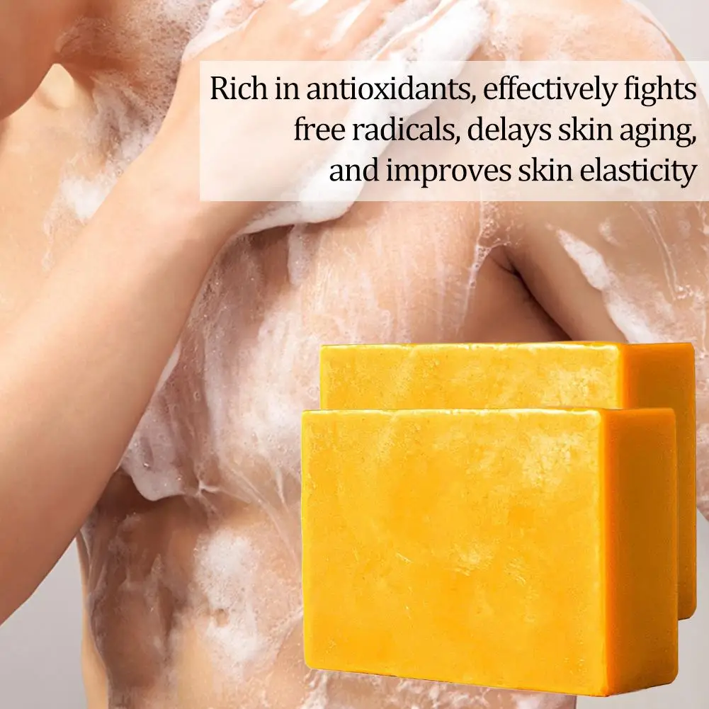 100 جرام 1/2 قطعة صابون حمض الكوجيك والليمون والكركم للتنظيف العميق وتجديد شباب الجسم وتقشير حتى لون البشرة صابون يدوي الصنع #4