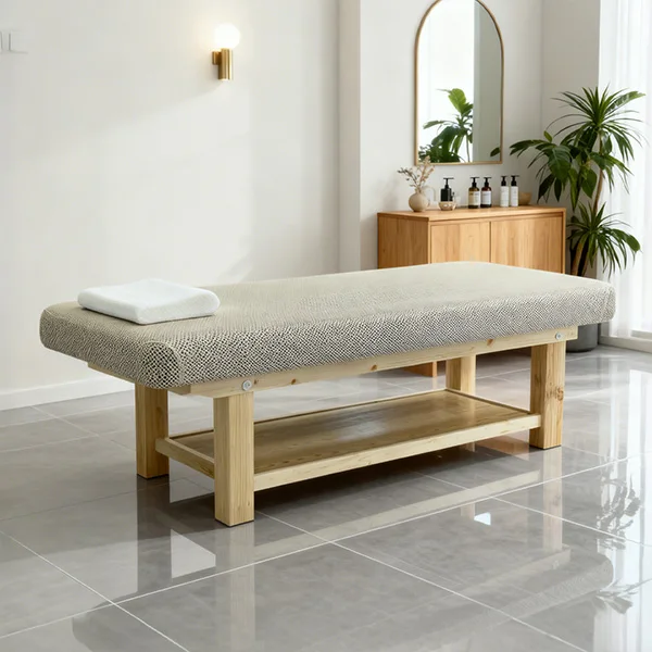 

Massage Table with Solid Wood Frame, 190x80x67cm Beauty Salon Facial Bed, PU Leather Storage, High-Density Sponge, for Thai Spa
