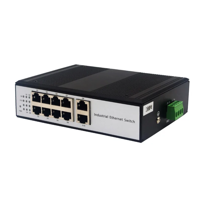 

Gigabit 10-Port Industrial Ethernet Switch 1000Mbps PoE/Non-PoE Option DIN Rail Mount Flexible Factory Zone Networking Switch