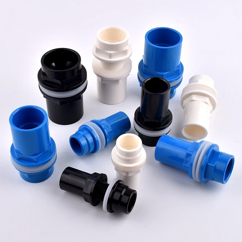 1Pcs Aquarium Bulkhead Fitting Straight PVC Water Supply Pipe Connector with Extended Male/Female Thread for Overflow System
