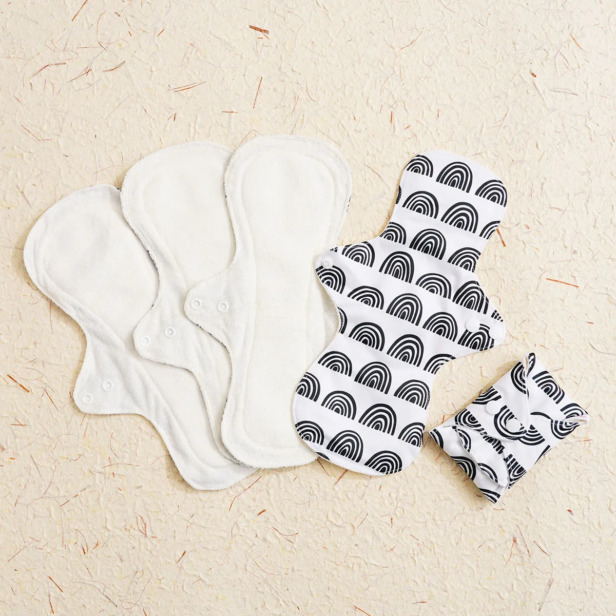 

Kangobaby Printed Reusable Sanitary Napkins - Set of 10 Breathable Cloth Pads, Eco Menstrual Care