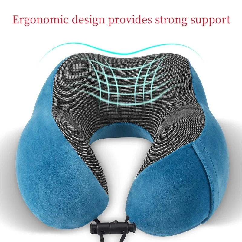 Travel Neck Pillow Memory Foam U-shaped Pillow Snail Style Travel Neck Support Portable Adjustable Soft Noon Break Sleep Pillows