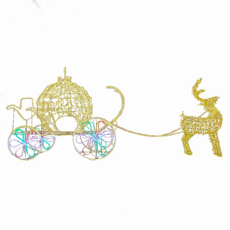 عربة سحب غزال عيد الميلاد المضيئة LED، ترتيب مشهد خفيف للجو في الهواء الطلق، زينة للعطلات، إضاءة زينة #5