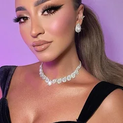 Stonefans Water Drop Necklace and Earring Set Luxury Wedding Y2k Bridal Accessories Jewelry Set for Women 2024 Designer Elegant