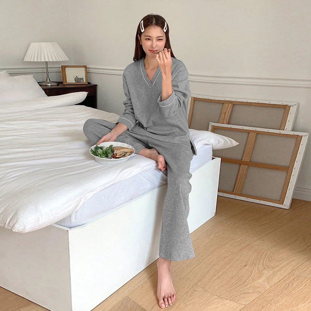 Ensemble de vêtements de maison confortables et amples pour femmes, tenue deux pièces Simple, pour tenue décontractée, automne-hiver 2024