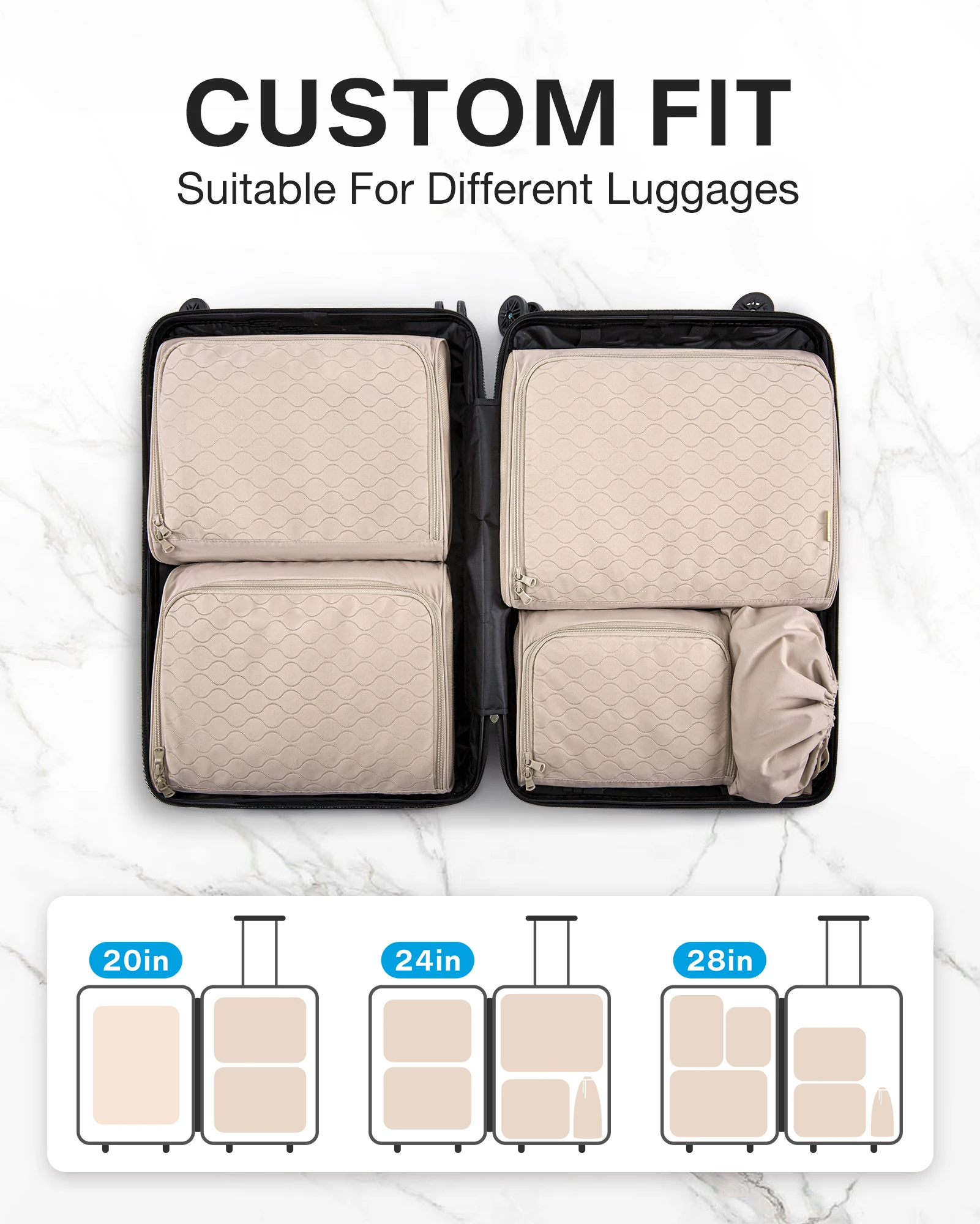 6 Pcs Trọng Lượng Nhẹ Du Lịch Đóng Gói Khối BAGSMART Treo Vali Organizer Đóng Gói Túi Set Có Thể Gập Lại Phụ Nữ Hành Lý Tổ Chức