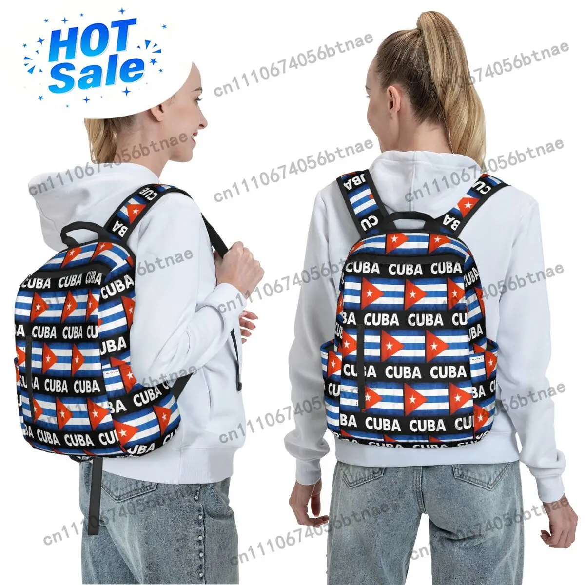 Custom 3D Printing Cuban Cuba Country Flag Theme Canvas Backpacks for Boys Girls School Travel Bags Men Women Bookbag