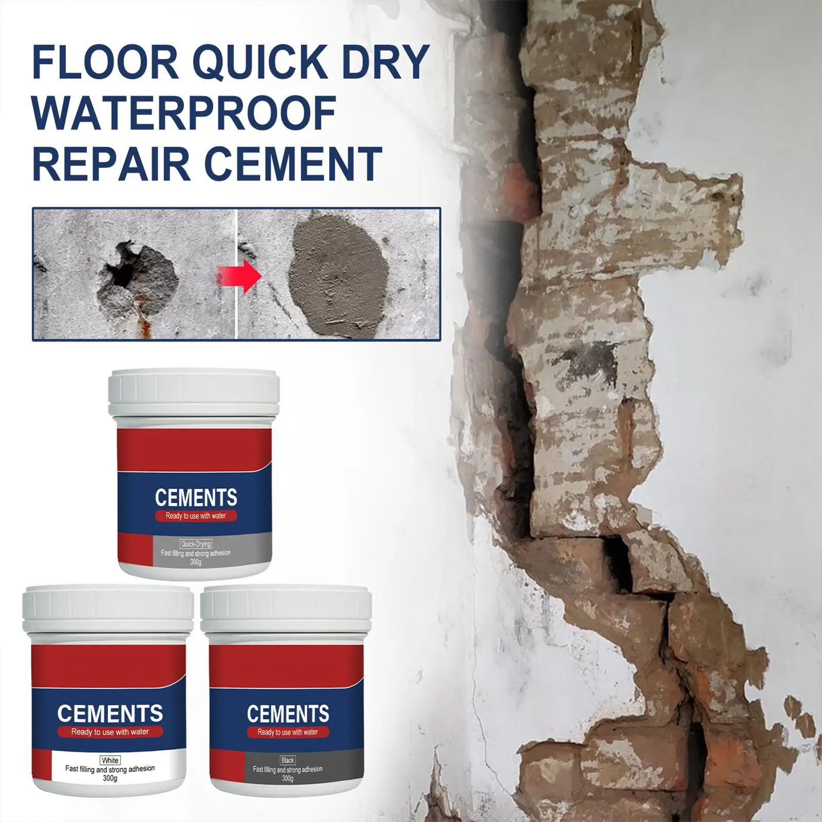 Cement Quick Dry Cement Filler Waterproof Floor Repair Concrete Hole Filler Crack Filler Sealant Weather-Resistant Versatile