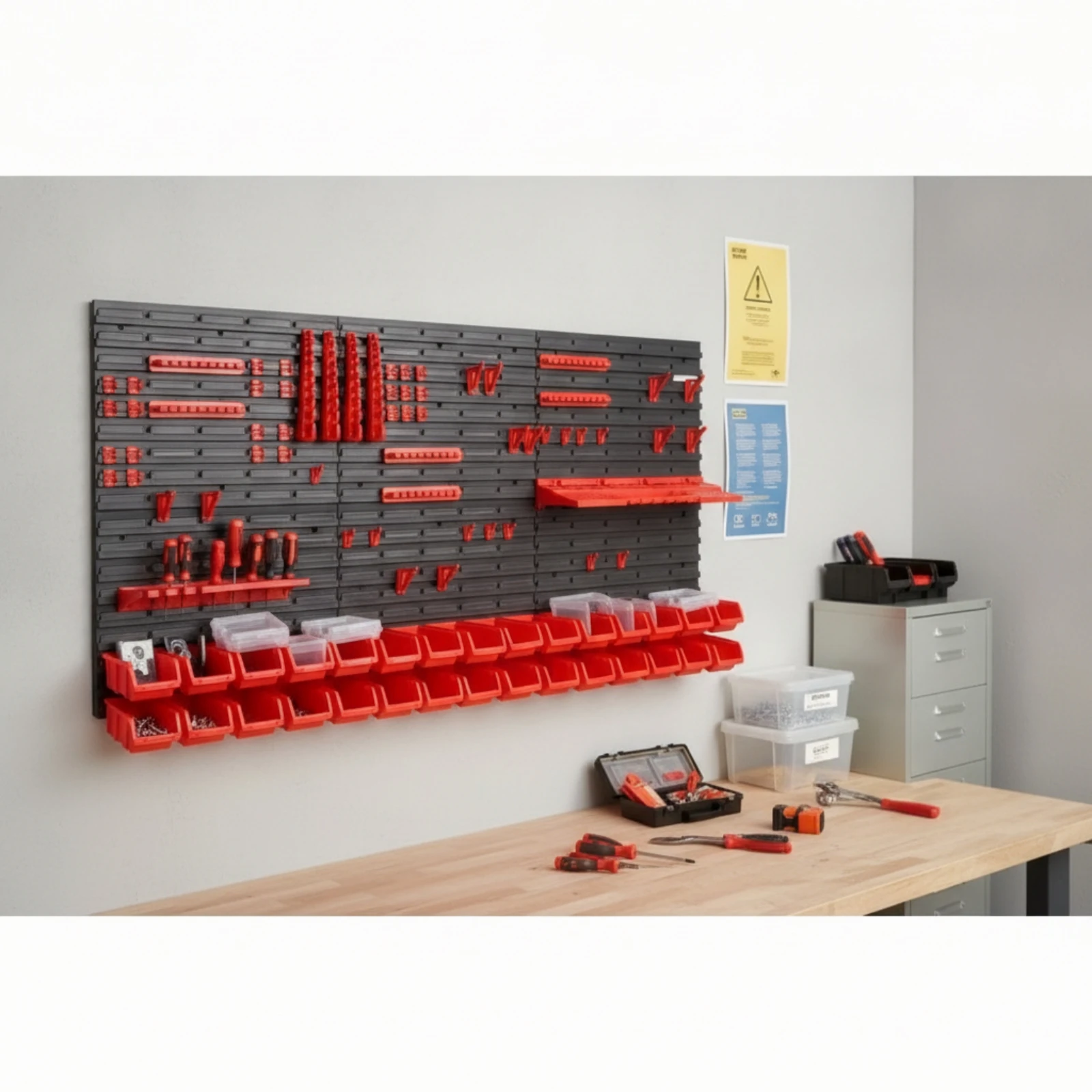 Pegboard Organizer with Bins and Hooks Modular Wall Mounted Pegboard Organizer Wall Tool Board with Bins Slotted for DIYers