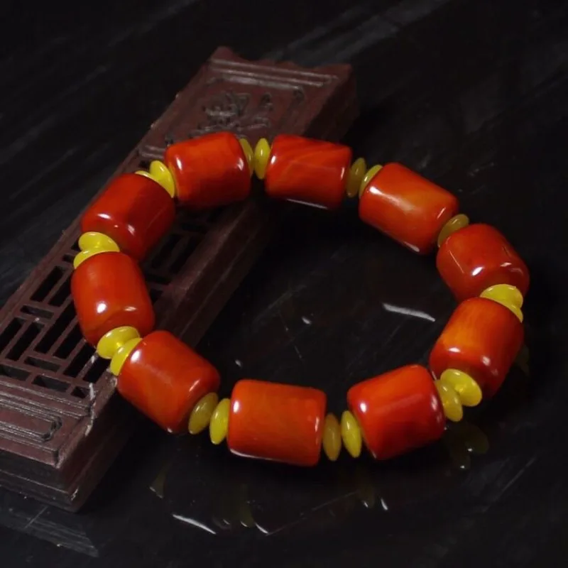 Nanhong Agate Round Bead Bracelet, Versatile Casual Unisex Jewelry