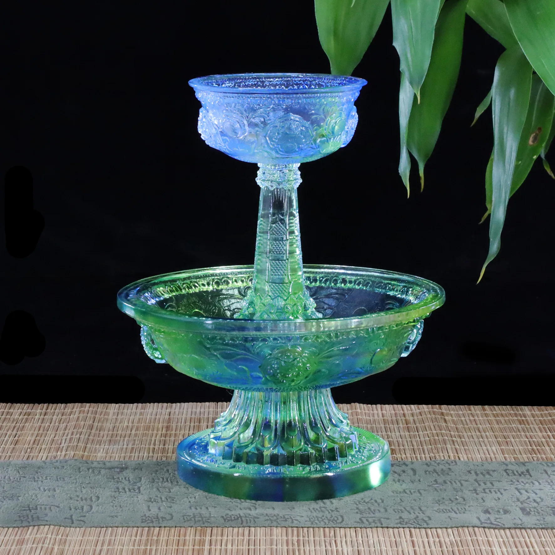 Glazed Eight Auspicious Dharma Protector Cup Chinese Dharma Protector Tibetan Glazed Dharma Protector Cup Meditation Ornament