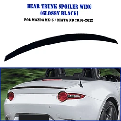 Rear Trunk Lid Spoiler Wing Lip For Mazda MX-5 Miata MX5 ND 2016-2022 Convertible 2-Door Carbon Fiber Look/Gloss Black Splitter