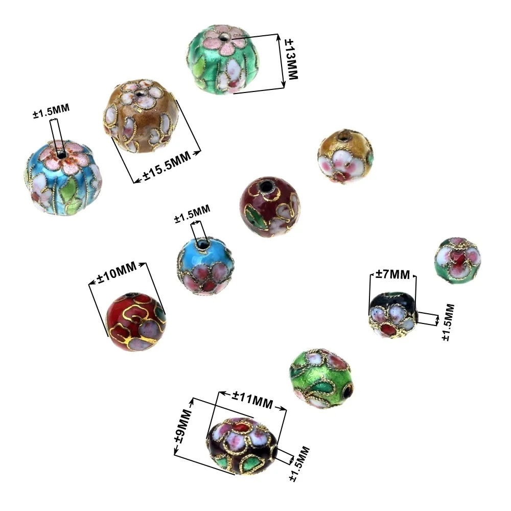 8/10/12/15MM Enamel Handmade Craft Flower Cloisonne Beads Charms For Jewelry Making DIY Copper Spacer Decoration Bracelets