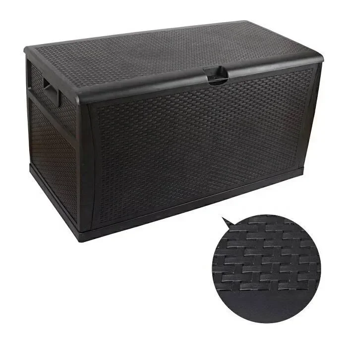 Outdoor Plastic Garden Storage Box Rattan Deck Box 460L Black Storage Box 120*61*63cm