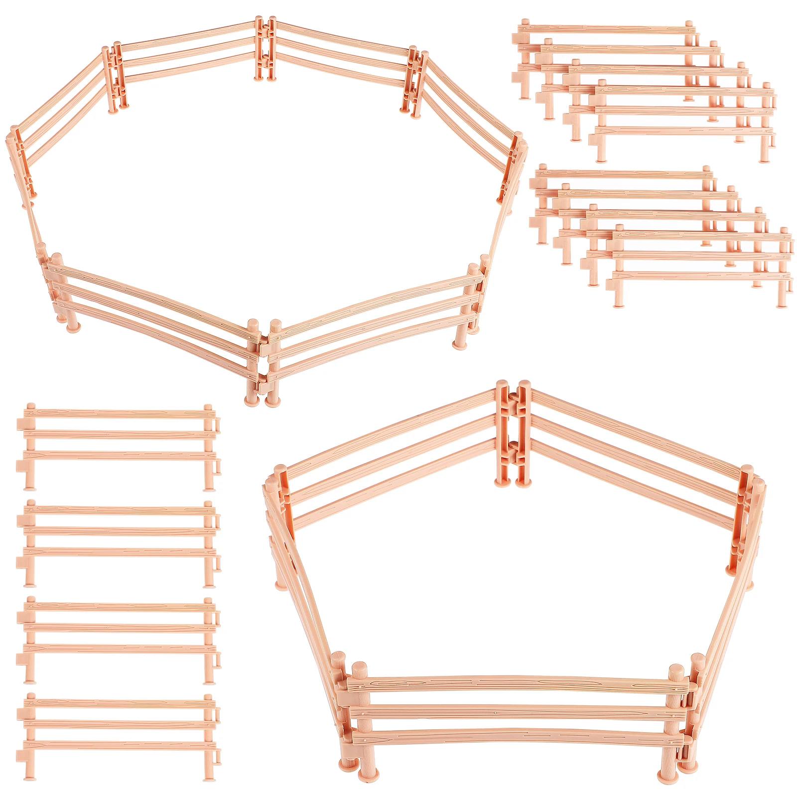 

50 pcs Beige Fence Farm Toy PVC Child Fencing Animal Decorate Playpen Accessories Barn Model Corral Panels Farm Fences Landscape
