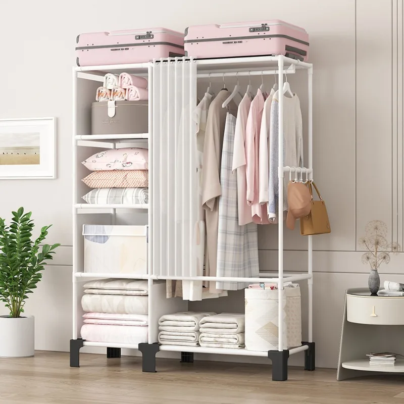 Simple Wardrobe Dormitory Household Hangers Floor-to-ceiling Assembly Storage Wardrobe Rental House Clothes Storage Rack