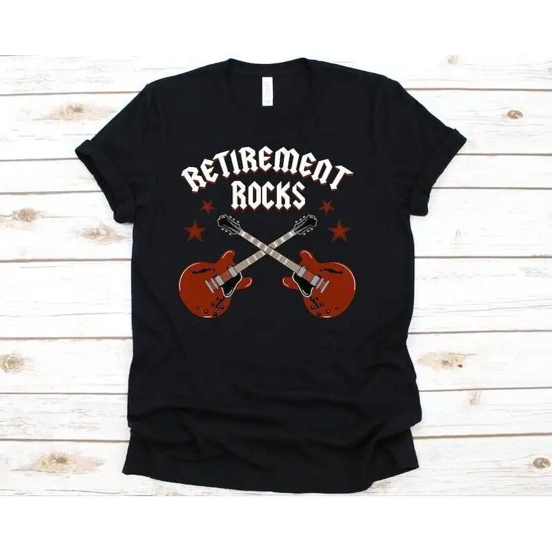 

Рубашка Retirement Rocks, футболка с электрогитарой, «Мой план на пенсию» Ши...