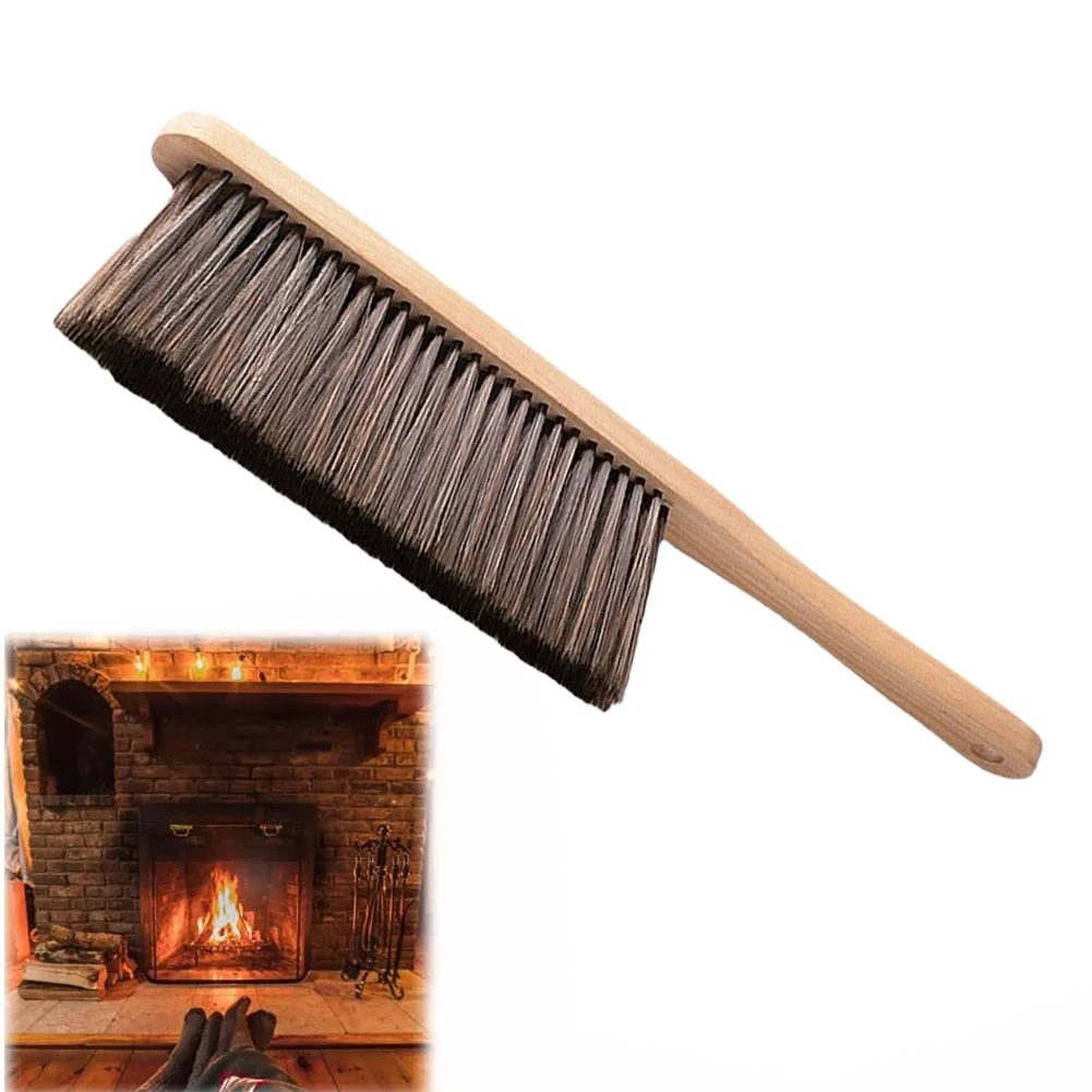 1pc 36cm Fireplace Brush Wooden Handle Shape Brush Head Fireplace Fire Hearth Fireside Brush Fireplace Hand Cleaning Tool