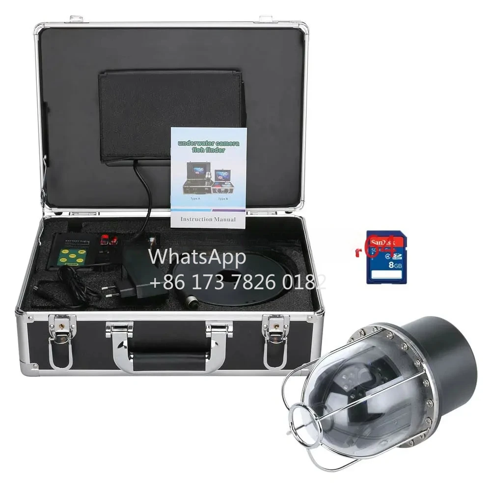 Gravador DVR de 7 polegadas Câmera de vídeo para pesca subaquática IP68 à prova d'água 20 LEDs Dome giratório de 360 graus