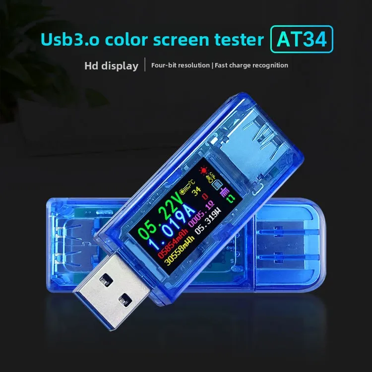 

AT34 Digital Multimeter Tester: Voltmeter/Ammeter + Battery Capacity & USB Charger Detector Instrument